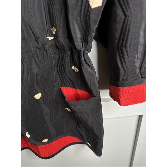Vntg Womens Linda Allard For Ellen Tracy Petite Red/Black Silk Quilted Jacket - Picture 4 of 15